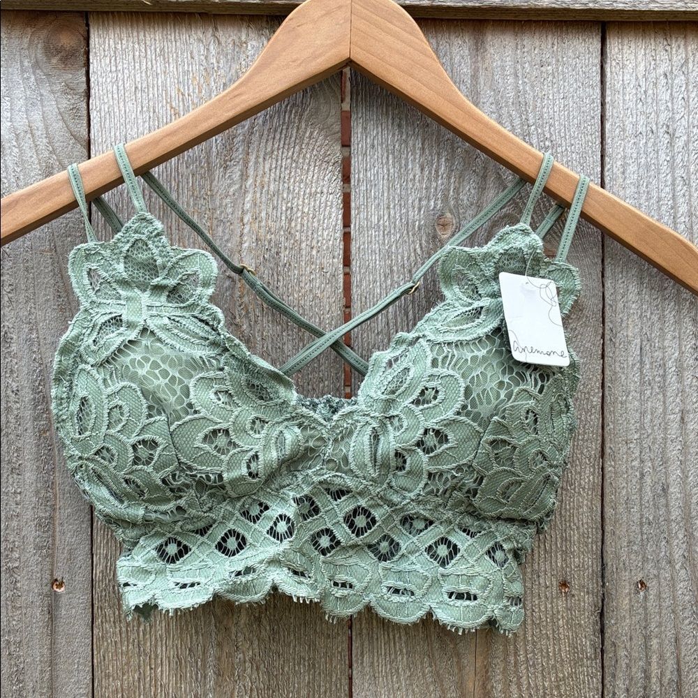 Anemone Kindred Boutique Lace Double Strap Bralette in Dusty Teal
